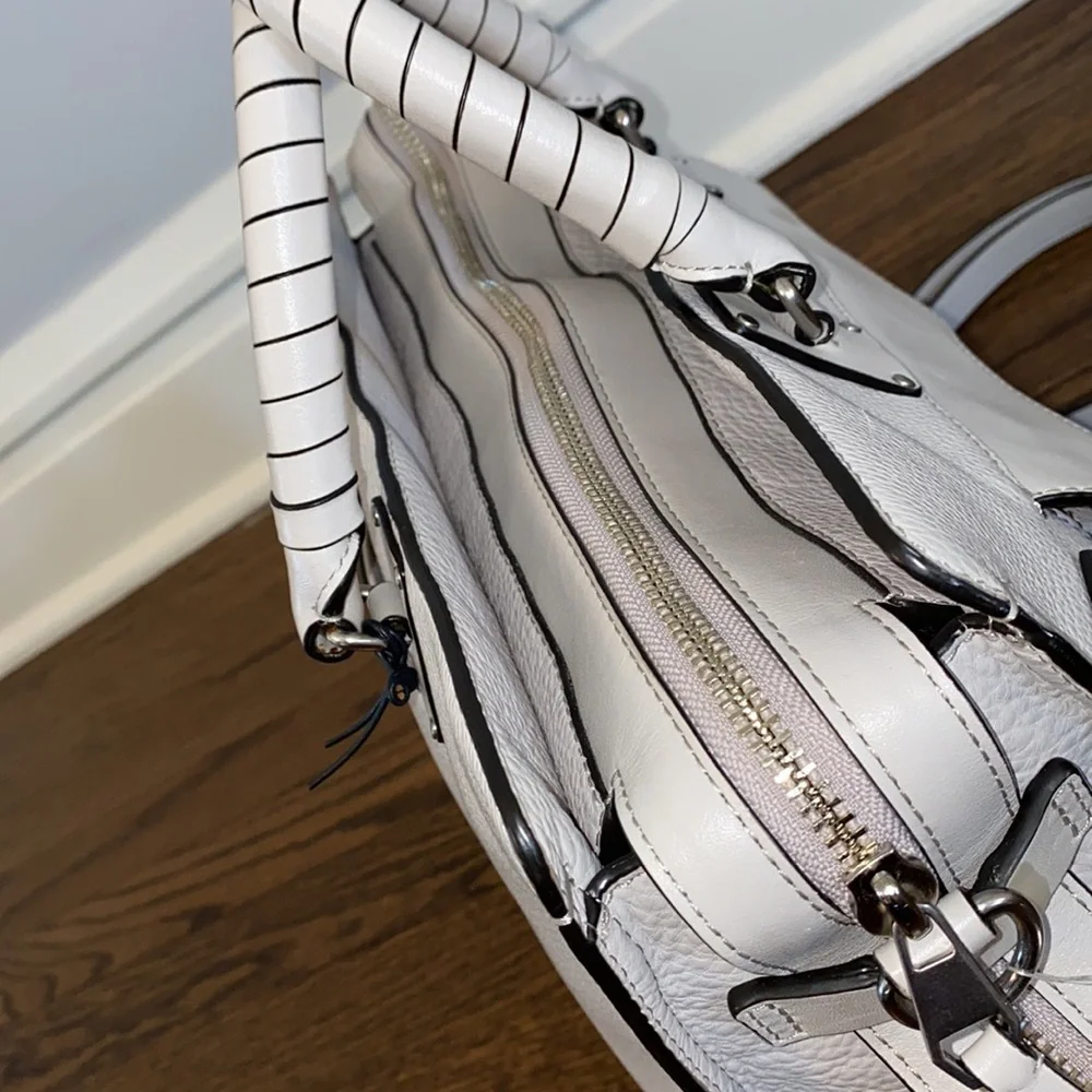 Rebecca Minkoff Bree Large Top Zip Leather Satchel In Putty